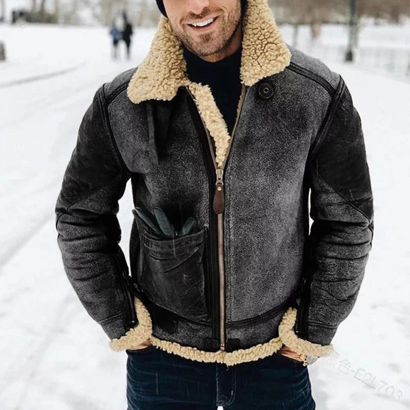 Veste en cuir pour hommes avec doublure chaude et poches pratiques Chic und Stil