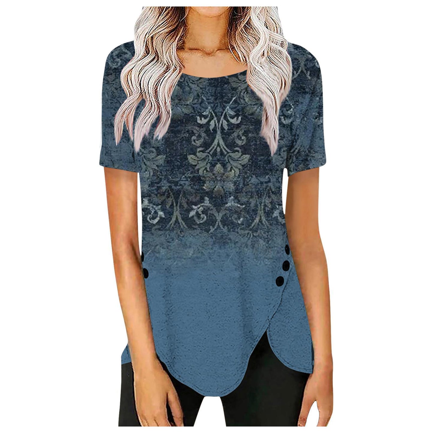 Women's blouse with floral design and asymmetrical hem Chic und Stil
