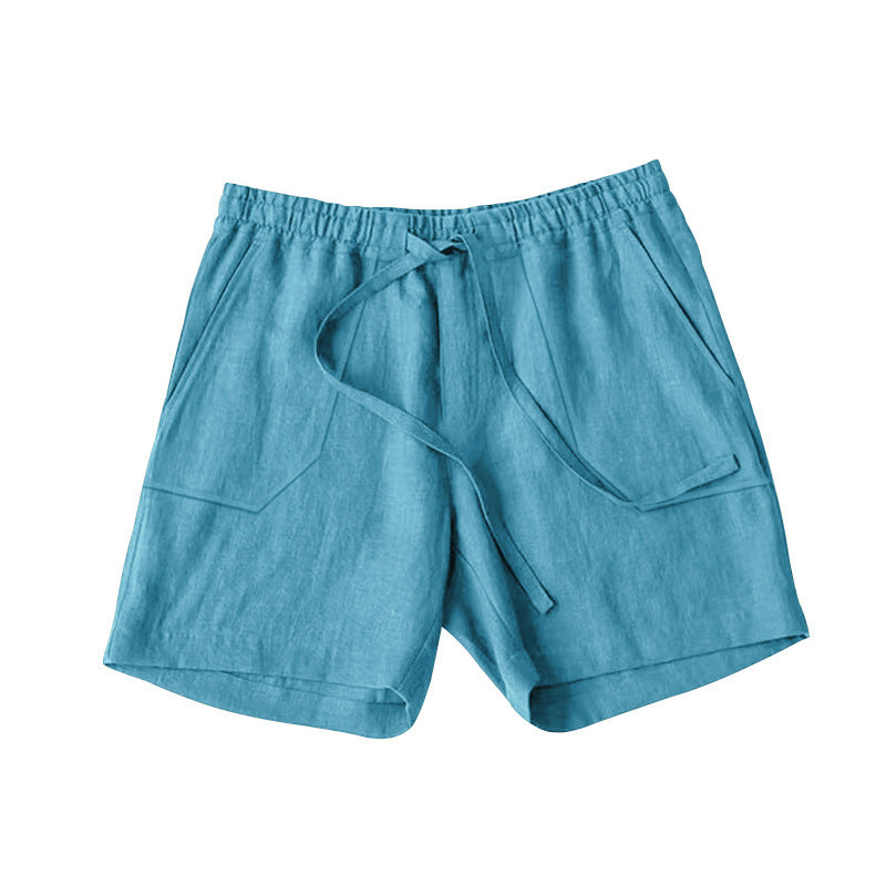 Shorts d'été en lin pour femmes avec taille élastique et poches pratiques Chic und Stil