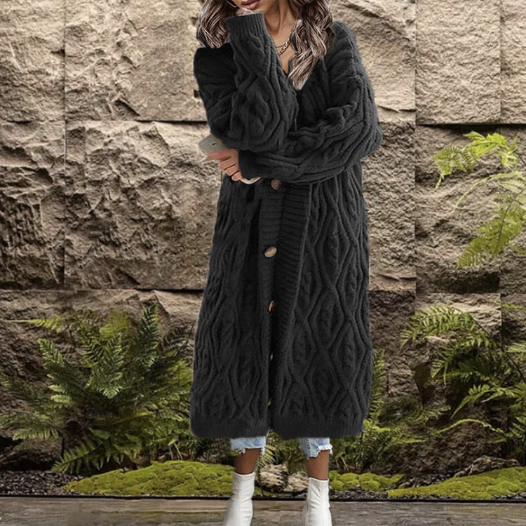 Kimono en gros tricot pour femmes avec un motif de tresse tendance et des poches pratiques Chic und Stil