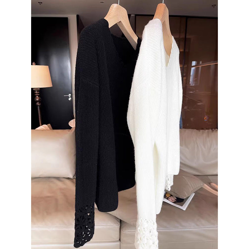 Pull élégant pour femme avec manches en crochet Chic und Stil