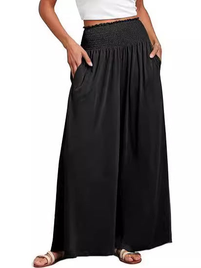 Pantalon d'été large pour femmes avec taille élastique et poches latérales Chic und Stil