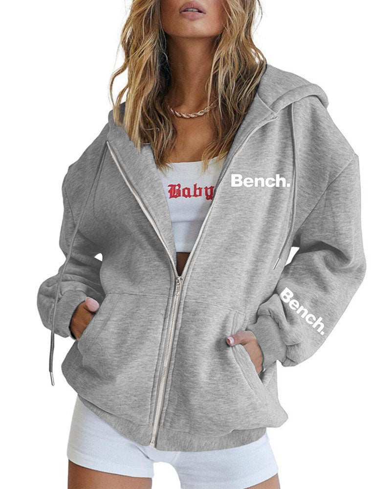 Veste à capuche oversized pour femmes avec fermeture éclair intégrale et poches pratiques Chic und Stil