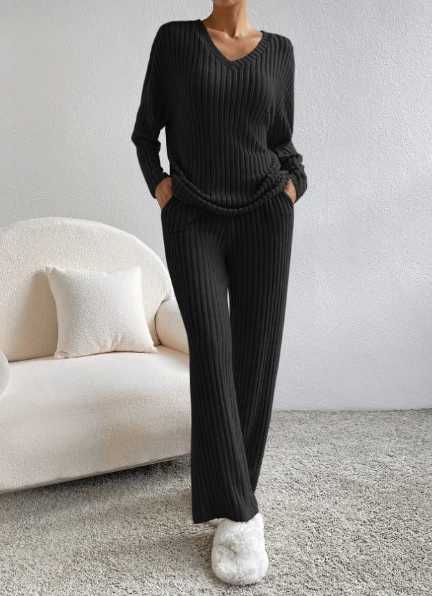 Costume en maille côtelée confortable pour femmes à coupe large Chic und Stil