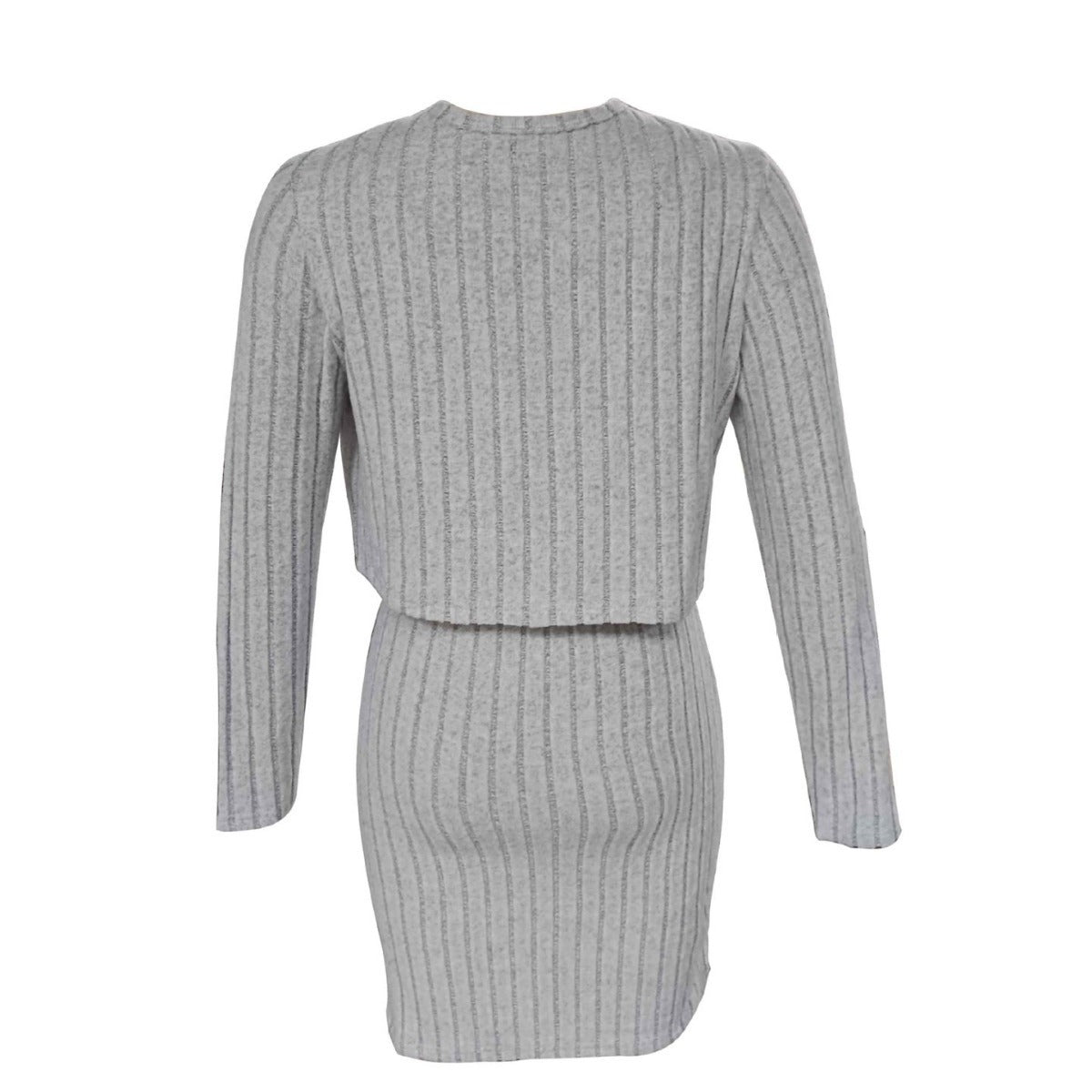Robe maxi ajustée pour femmes avec structure côtelée enregistrée et cardigan léger Chic und Stil