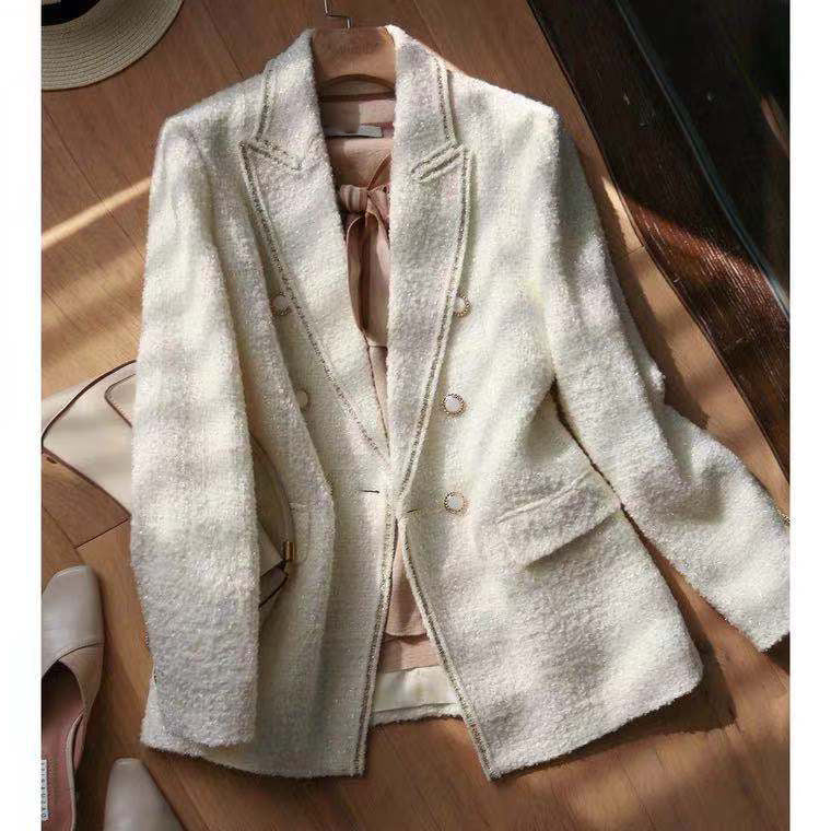 Blazer texturé élégant double boutonnage pour femmes Chic und Stil