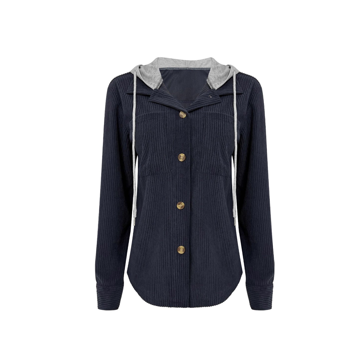 Blouse à capuche pour femmes avec tissu texturé et détails de bouton pratiques Chic und Stil