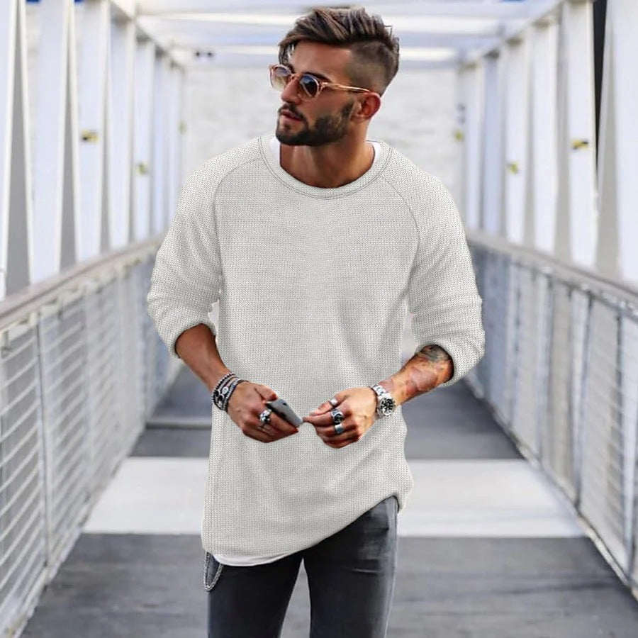 Chic und Stil | Men's casual sweater with innovative knit pattern