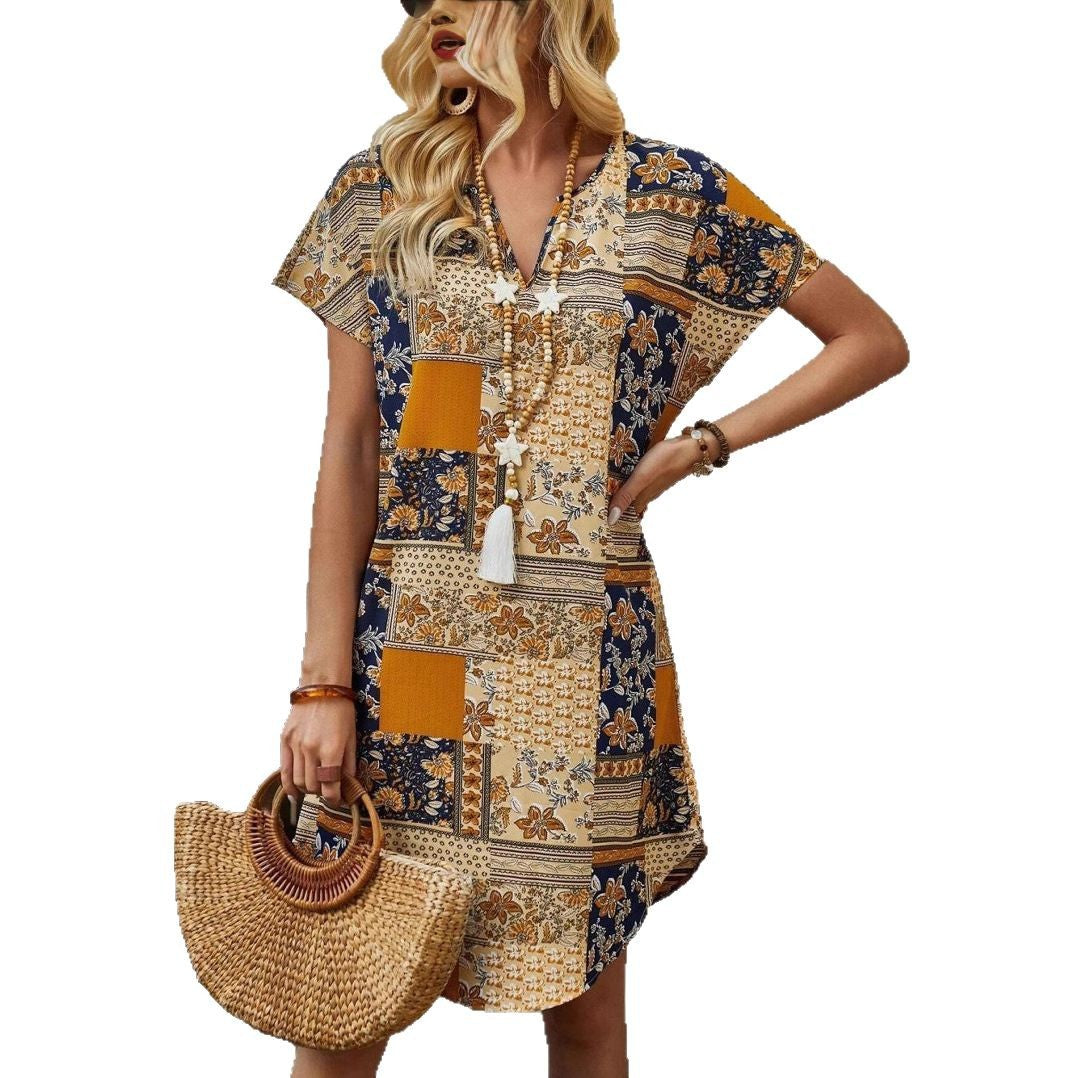 Robe tunique patchwork bohème Chic und Stil pour femme