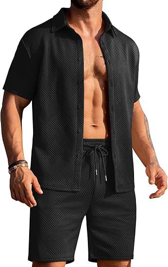 Shorts modernes pour hommes et ensemble haut avec design texturé Chic und Stil
