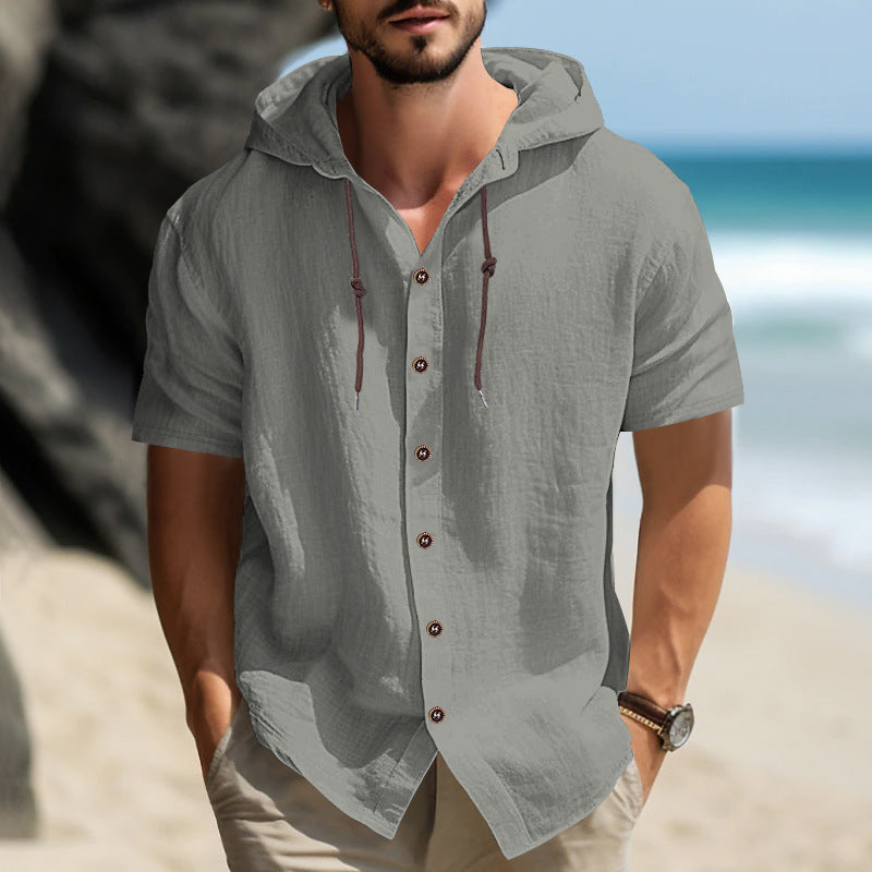 Chemise décontractée à manches courtes pour hommes avec capuche Chic und Stil
