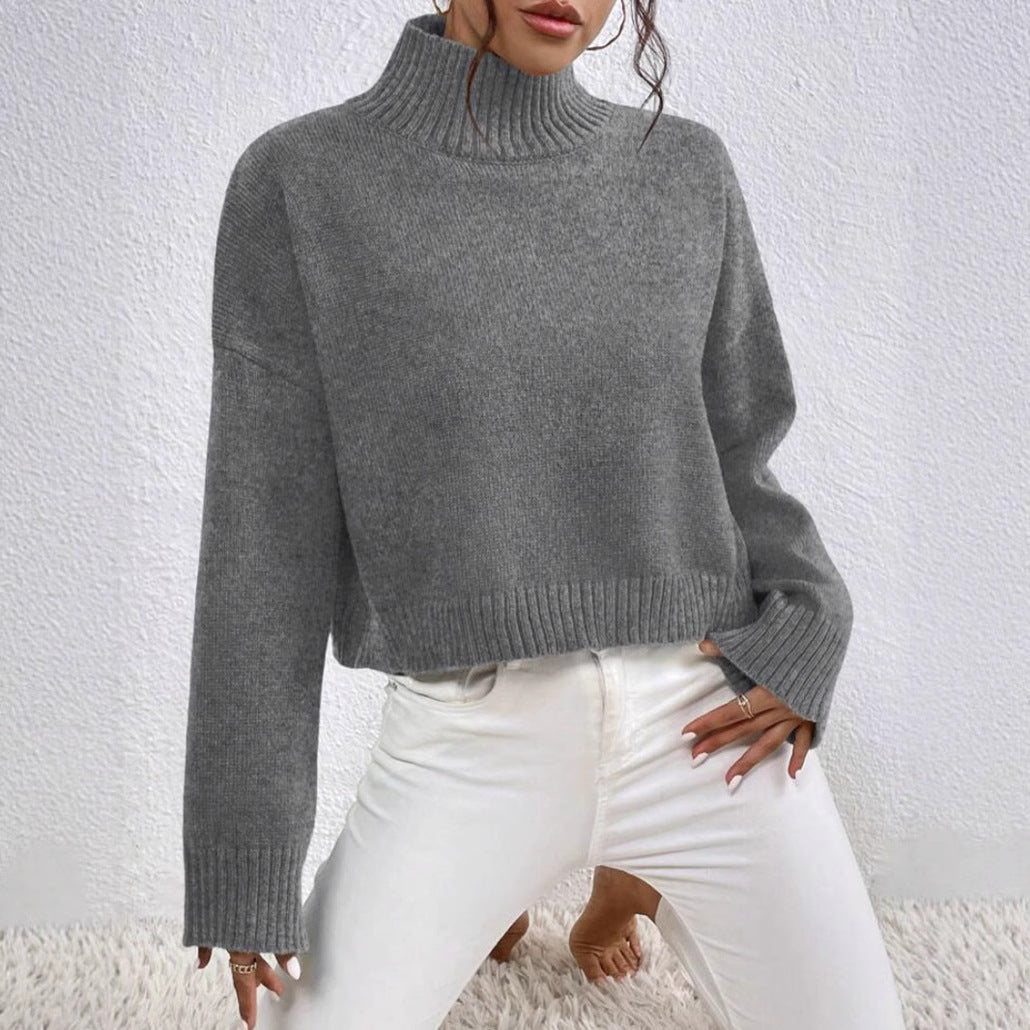 Dames pull col tendance en laine douce Chic und Stil