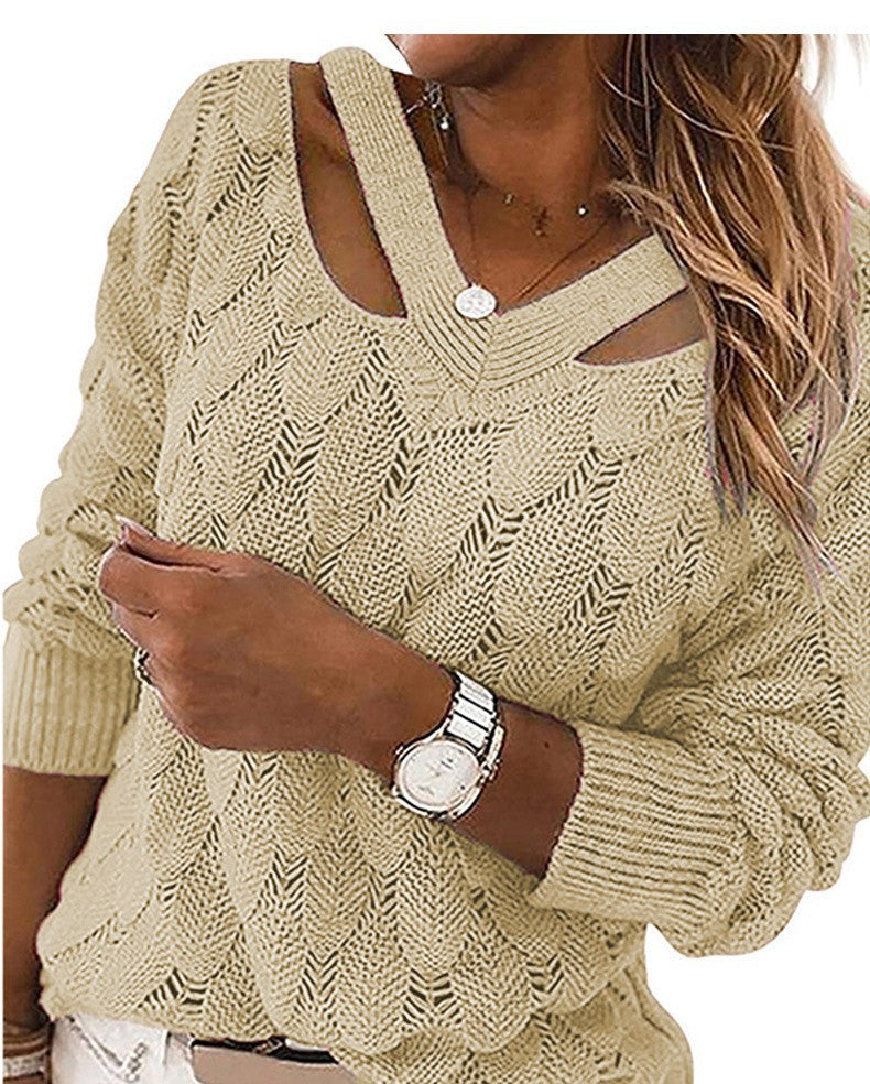Pull en tricot pour femmes avec col V et structure côtelée raffinée Chic und Stil