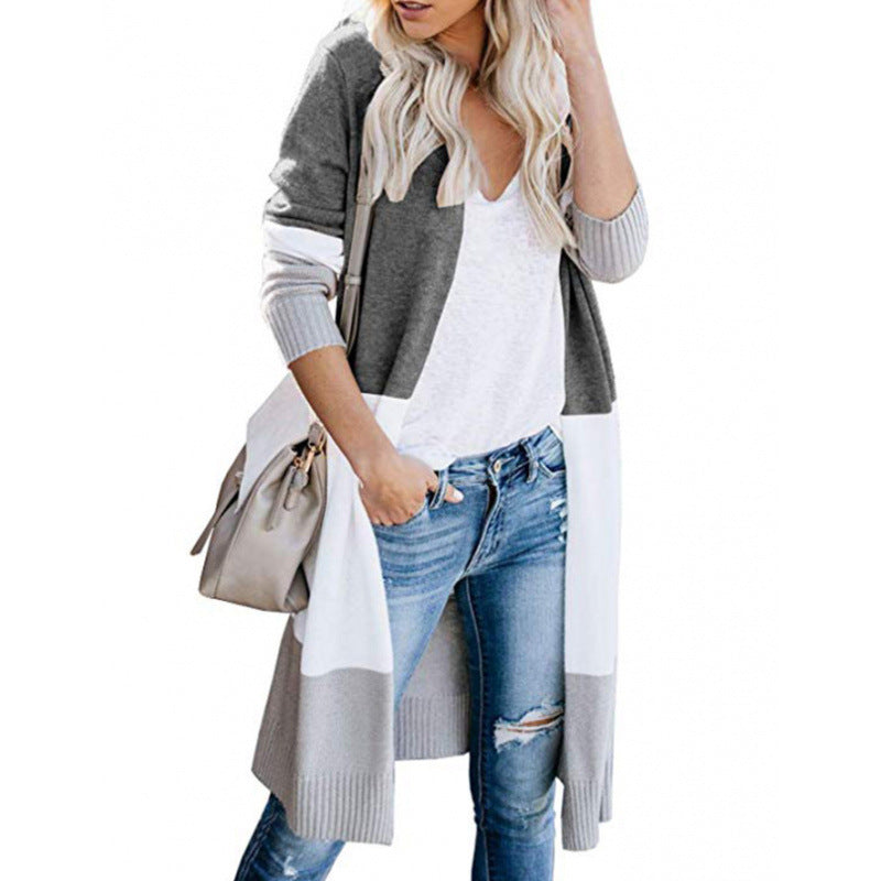 Cardigan en tricot décontracté pour femmes avec des détails modernes en blocs de couleur et des manches longues Chic und Stil