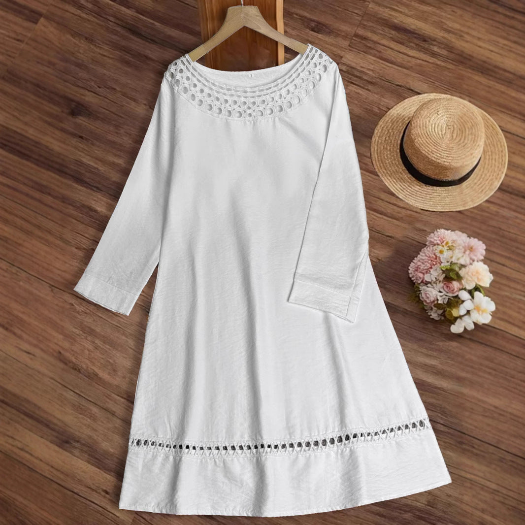 Robe d'été décontractée pour femmes avec col en crochet élégant et coupe intégrale Chic und Stil