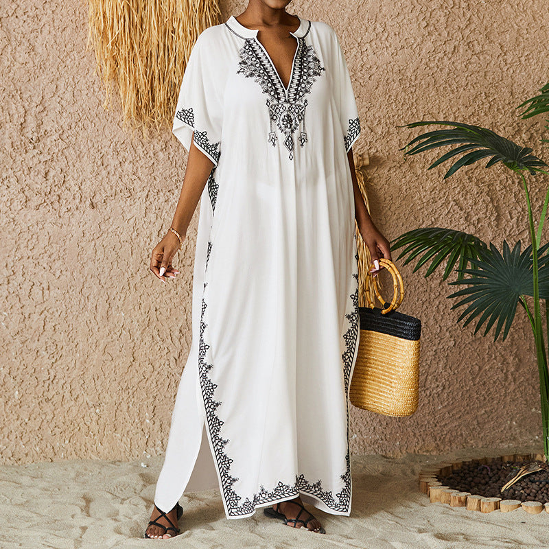 Robe kaftan élégante brodée pour dames Chic und Stil