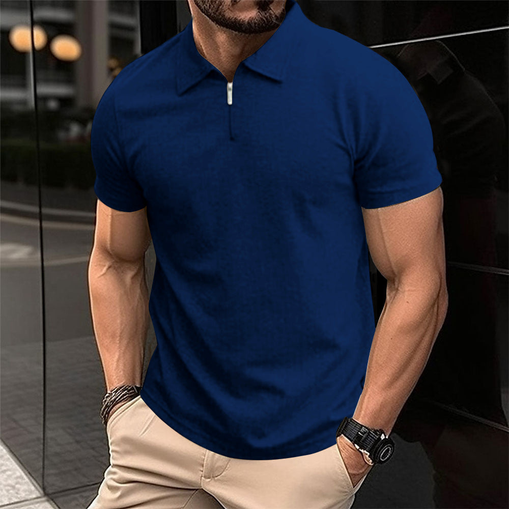 Polo pour hommes avec fermeture éclair moderne et tissu structuré Chic und Stil