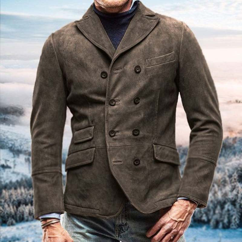 Blazer en daim élégant pour hommes avec double boutonnage et poches pratiques Chic und Stil
