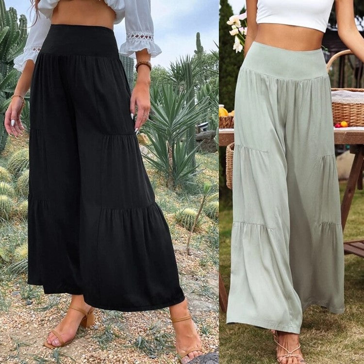 Pantalon d'été ample pour femmes avec taille élastique et coupe fluide Chic und Stil