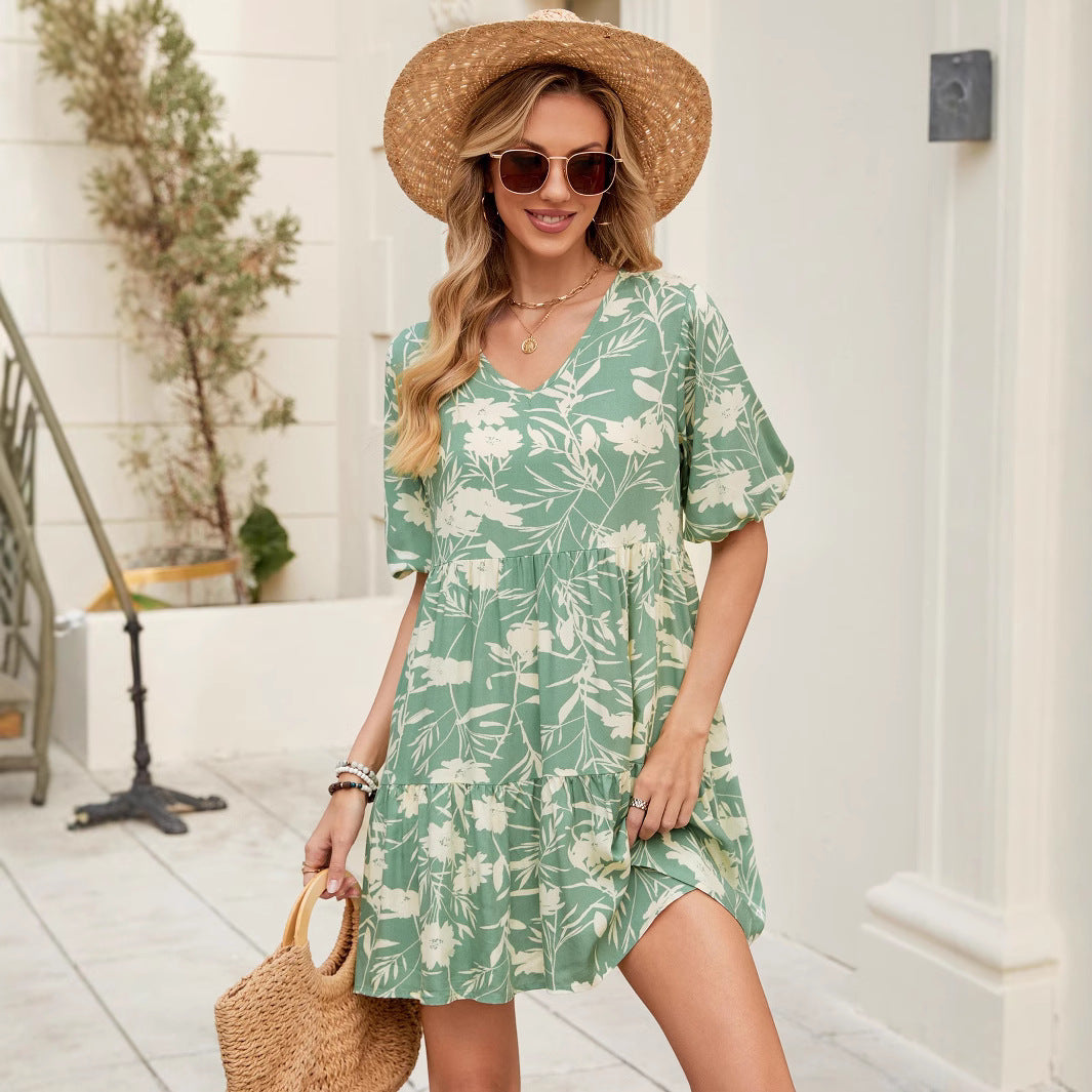 Robe fleurie à volants pour femmes Chic und Stil