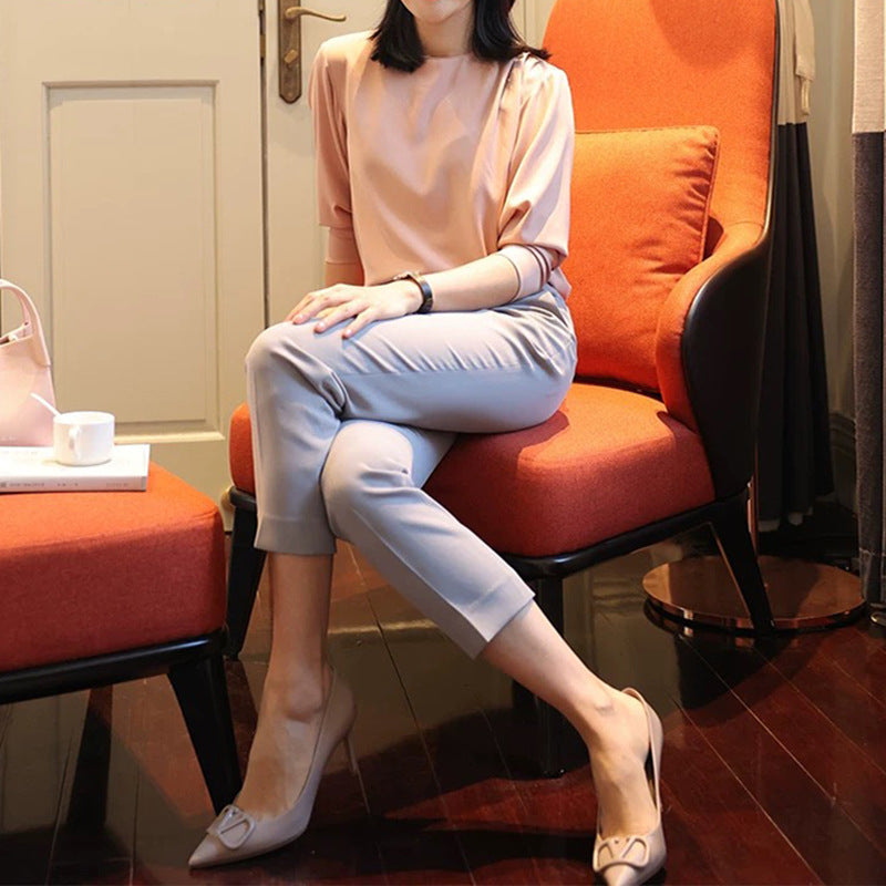 Pantalons de tailleur taille haute pour femmes Chic und Stil 1750846757