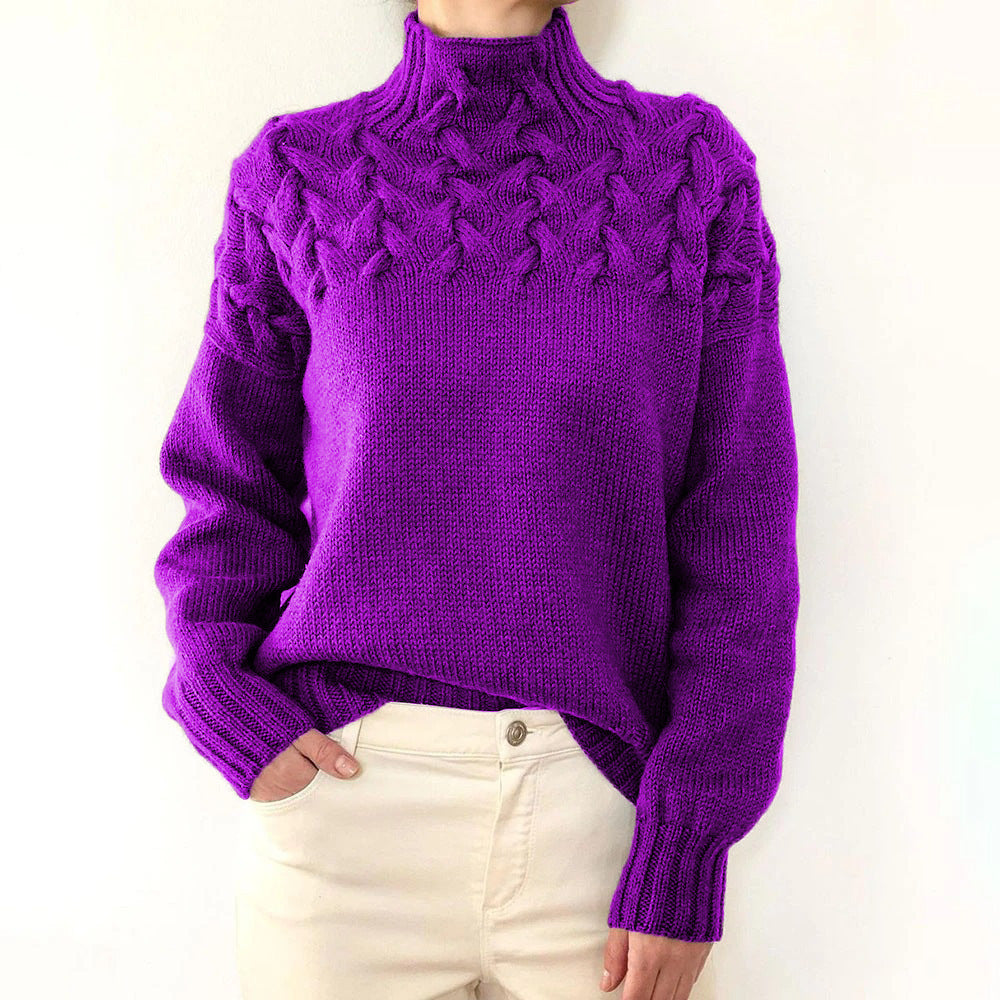 Pull en tricot pour femmes avec col montant et motif torsadé tendance Chic und Stil