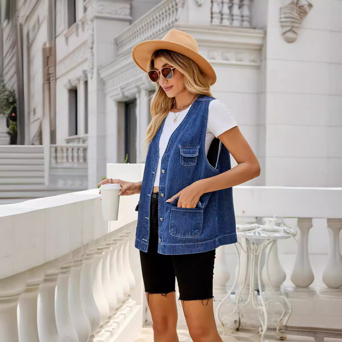 Veste en denim pour femmes au design oversized décontracté avec des poches pratiques et des détails de boutons Chic und Stil