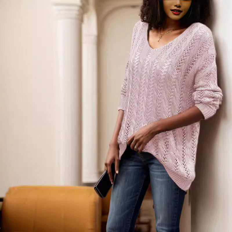 Pull en tricot aérien pour femmes avec structure côtelée et ourlet asymétrique Chic und Stil
