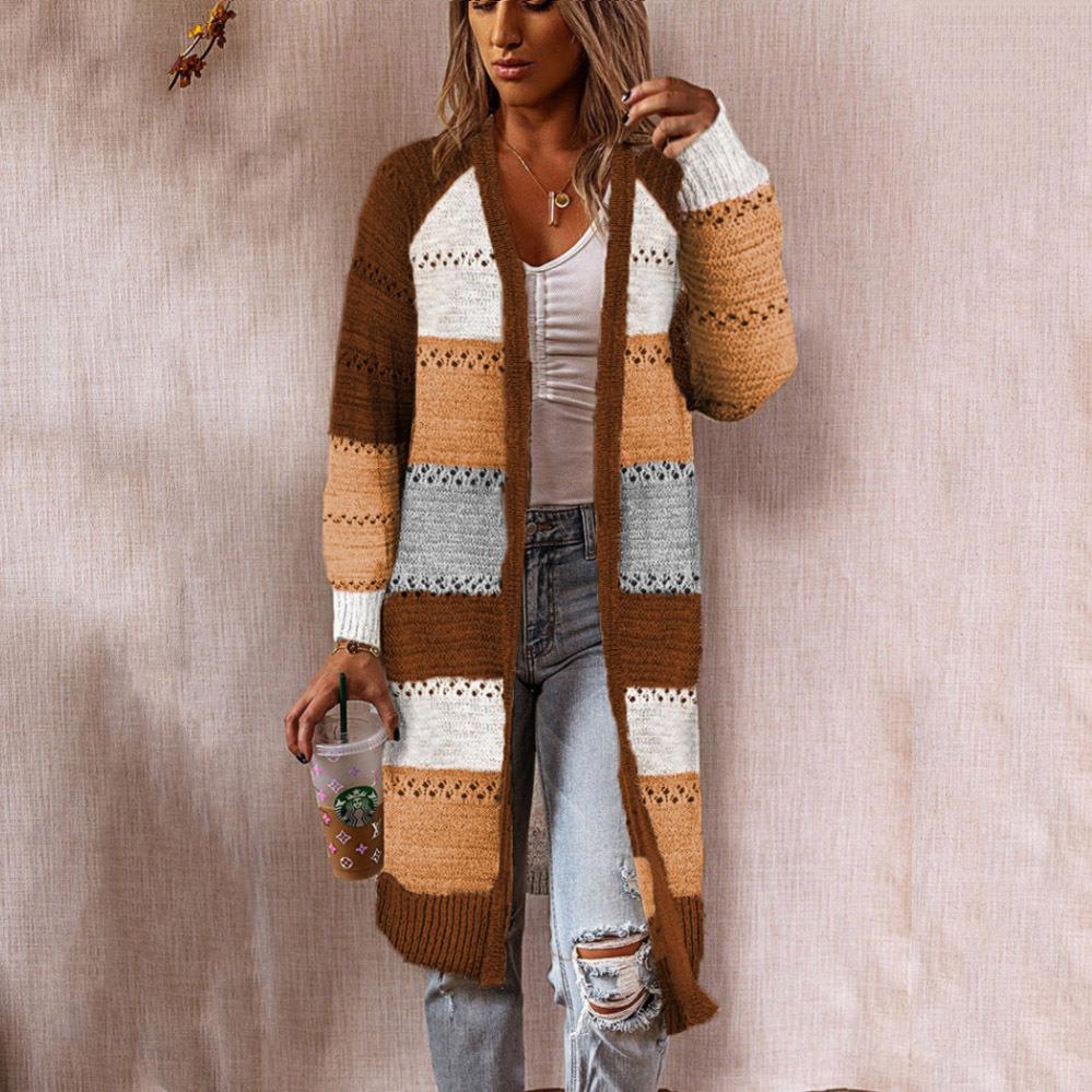 Veste en tricot pour femmes au style patchwork rétro avec des manches longues et une ouverture devant Chic und Stil