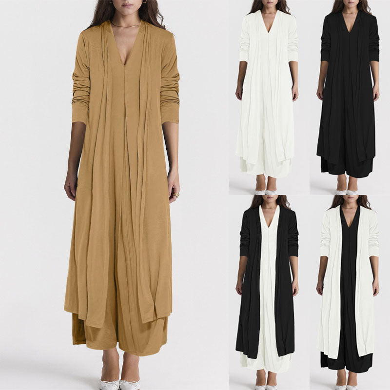 Jupe maxi aérienne pour femmes avec décolleté en V élégant et coupe fluide Chic und Stil