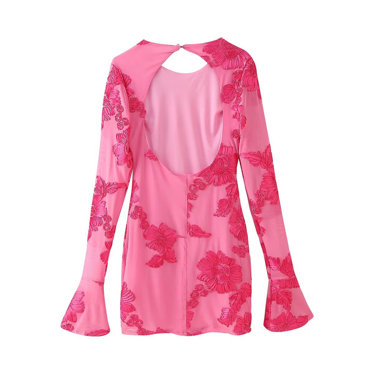 Robe chemise femme avec design floral décoratif et manches transparentes Chic und Stil