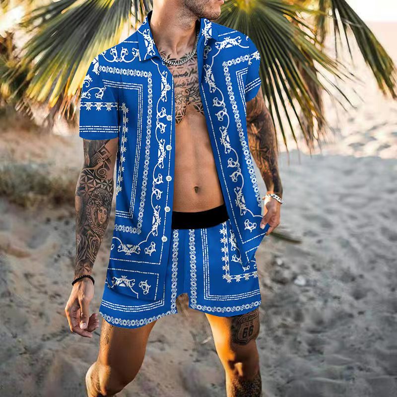 Hommes ensemble de plage à motifs à manches courtes élégant Chic und Stil