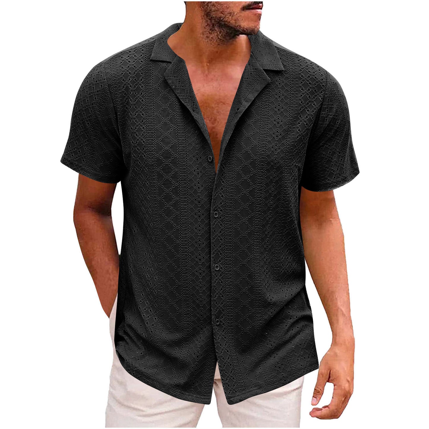 Chemise à manches courtes pour hommes avec tissage texturé Chic und Stil