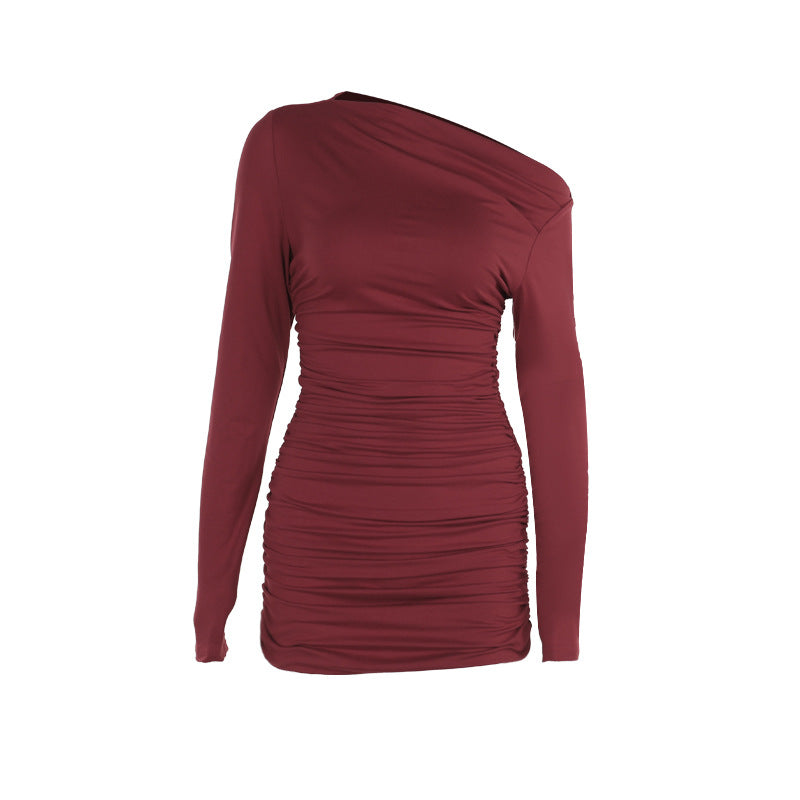 Robe mini à manches longues asymétrique froncée Chic und Stil