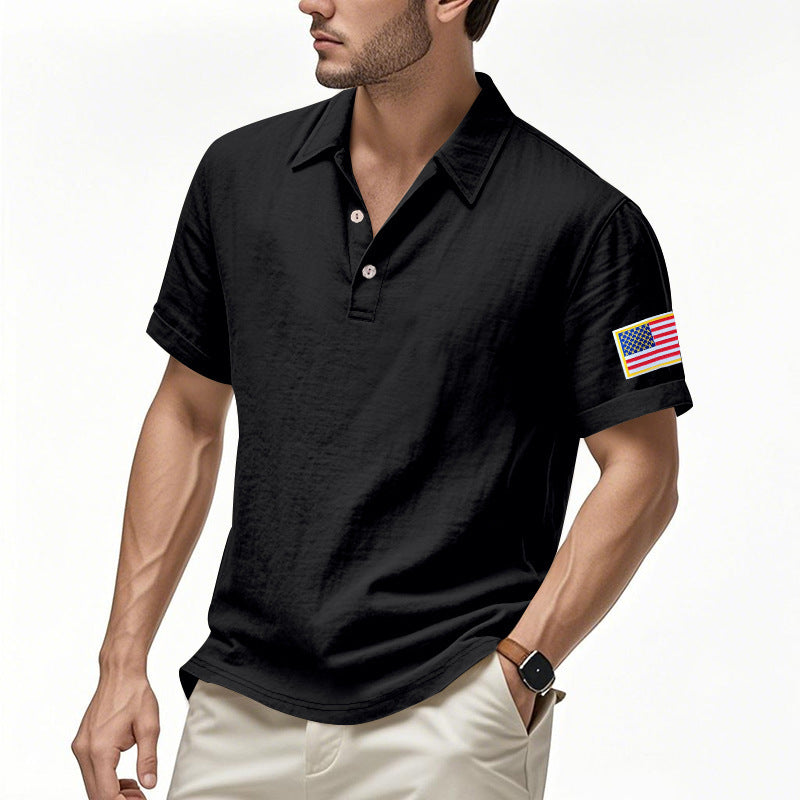 Polo sportif pour hommes avec motif de drapeau américain et technologie de régulation de l'humidité Chic und Stil