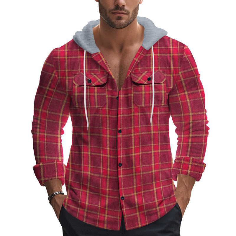 Chemise de loisirs à carreaux pour hommes avec col à capuche amovible Chic und Stil