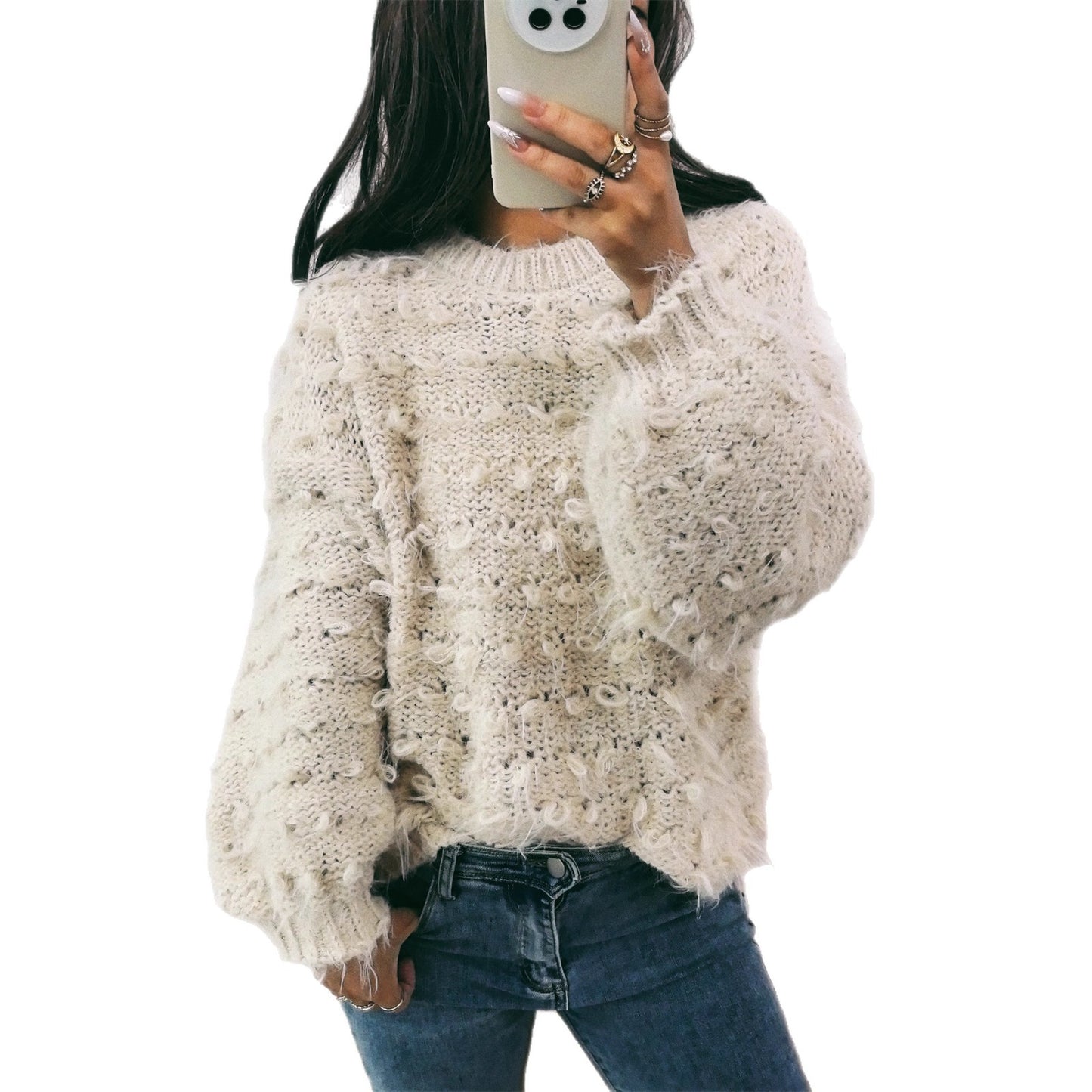 Pull-over oversized décontracté pour femmes en matériau texturé avec design unique Chic und Stil