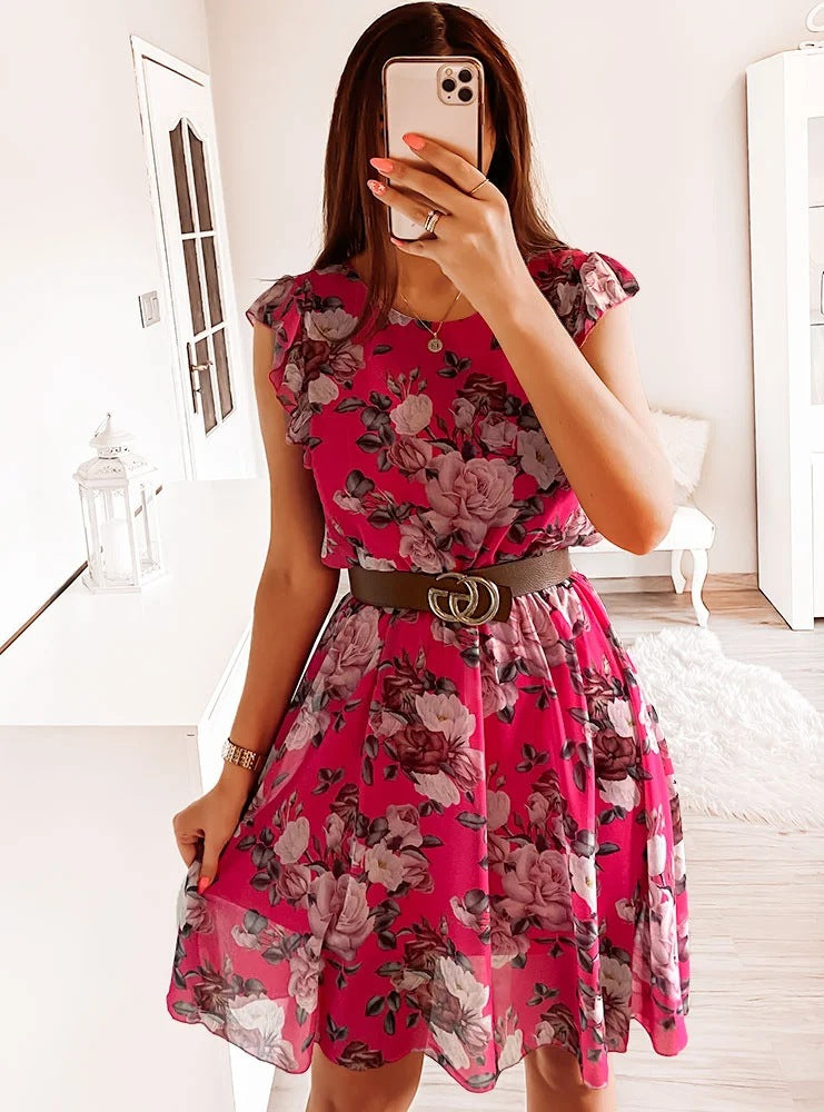 Robe Midi à Manches Cap Floral Chic und Stil