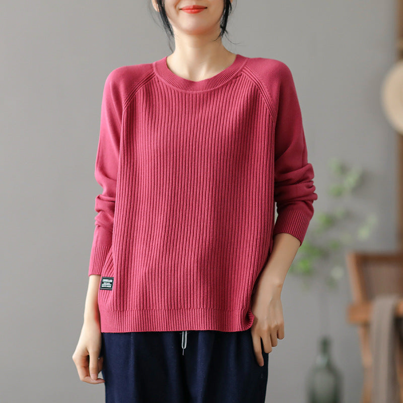 Pull-over en tricot côtelé décontracté pour femmes avec poches latérales Chic und Stil