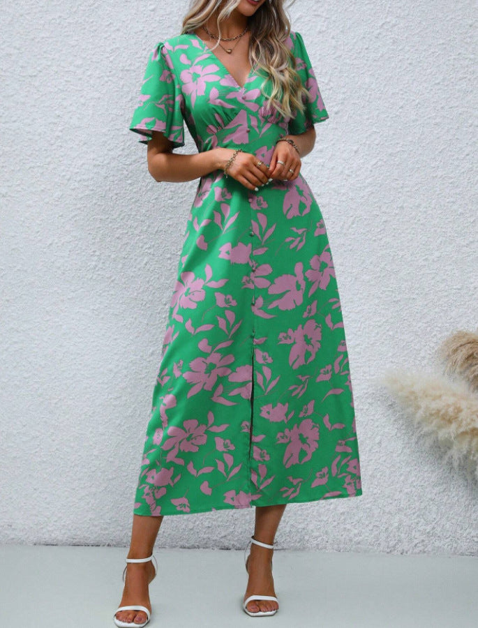 Robe maxi à motifs floraux pour femmes Chic und Stil