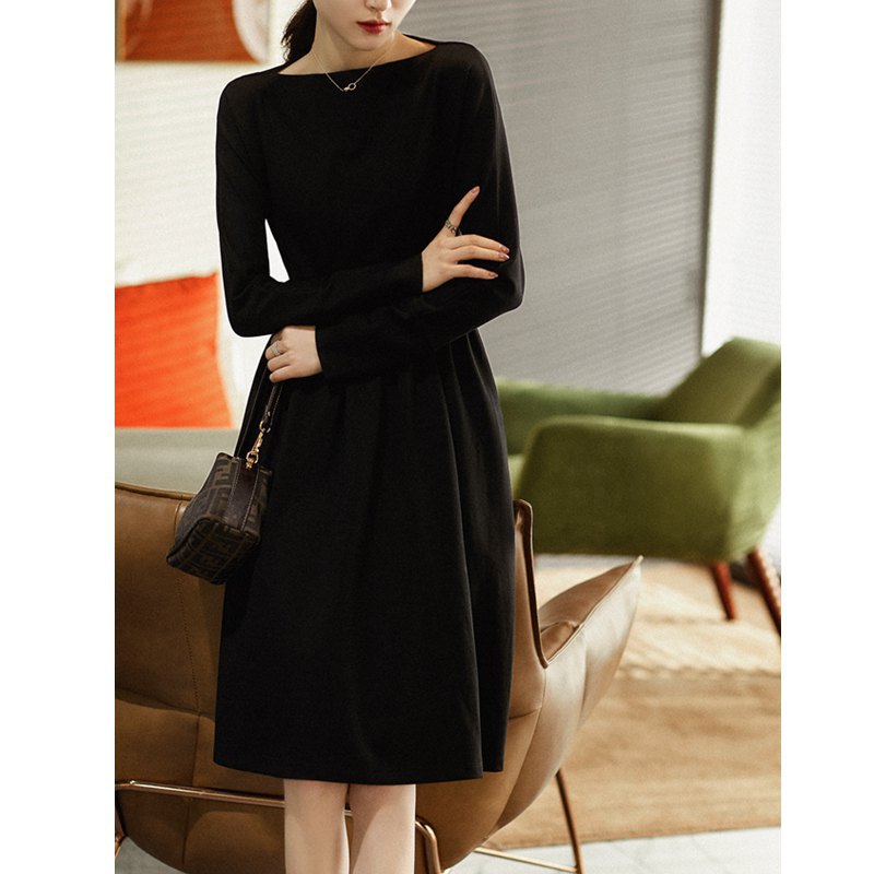Robe midi A-line pour femme avec manches longues Chic und Stil