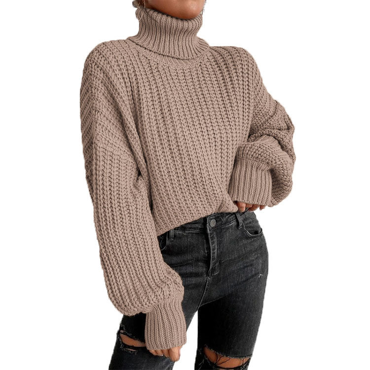 Pull en grosses mailles pour femmes avec col montant et coupe décontractée Chic und Stil