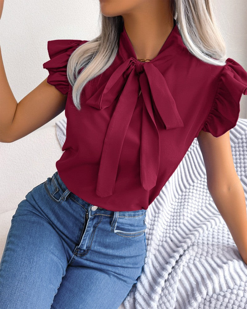 Dames blouse élégante à nœud Chic und Stil