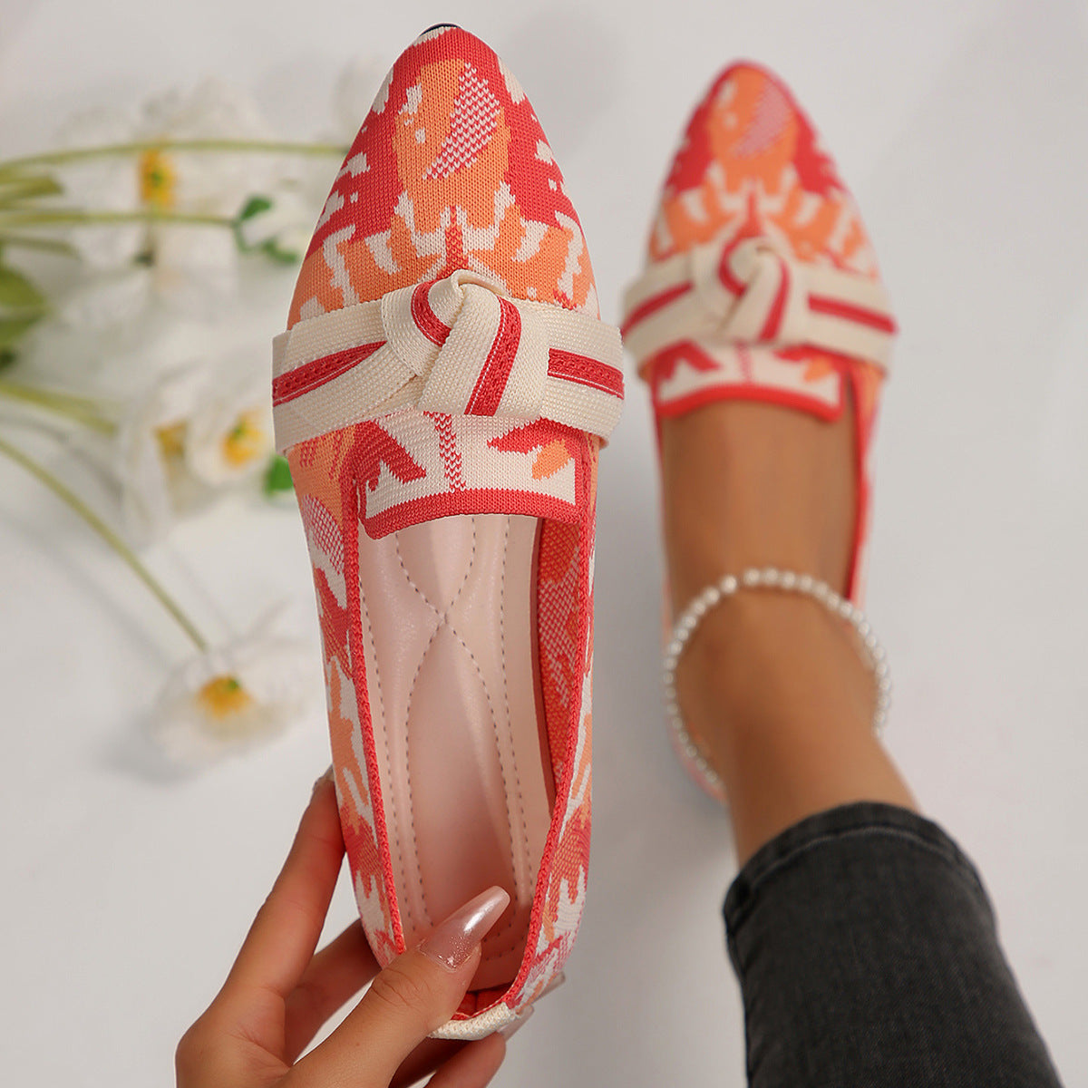 Dames Ballerines en dentelle nouée élégantes Chic und Stil