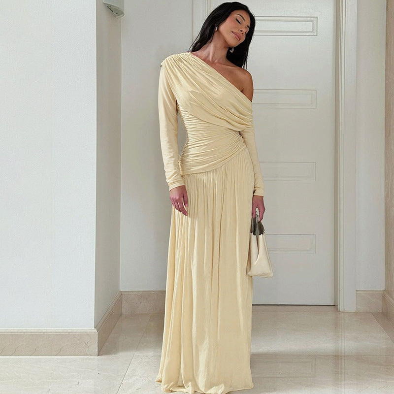 Robe maxi enveloppante élégante pour femmes à coupe asymétrique Chic und Stil
