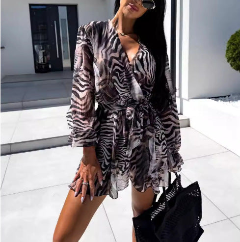 Robe portefeuille florale pour femme avec ceinture ajustable Chic und Stil