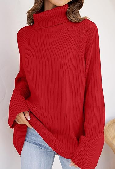 Dames pull en cachemire à maille fine avec col haut et coupe ample Chic und Stil
