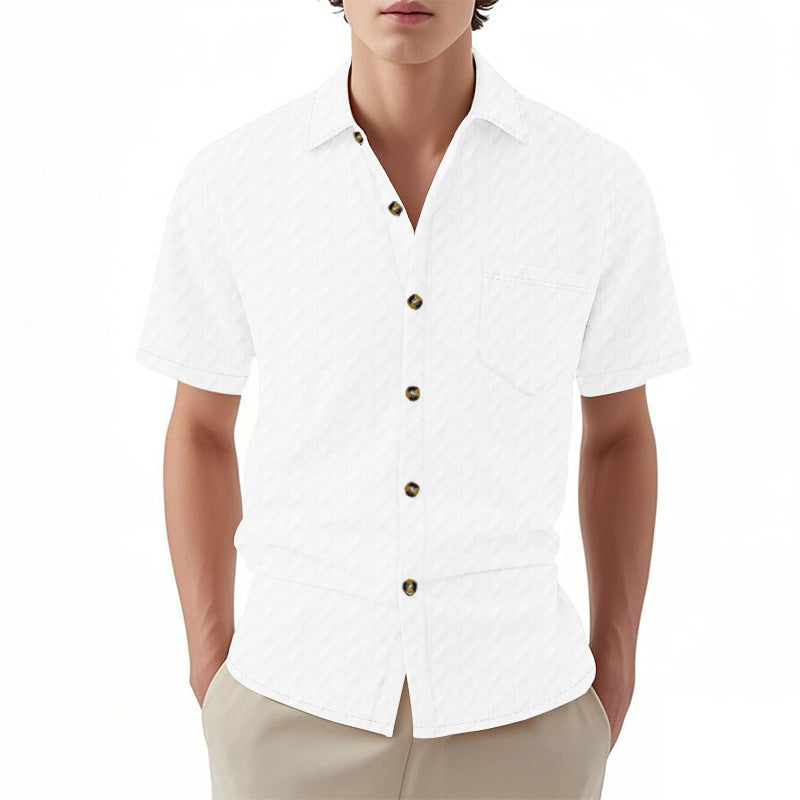 Chemise à manches courtes pour hommes avec design texturé et détail pratique de poche sur la poitrine Chic und Stil