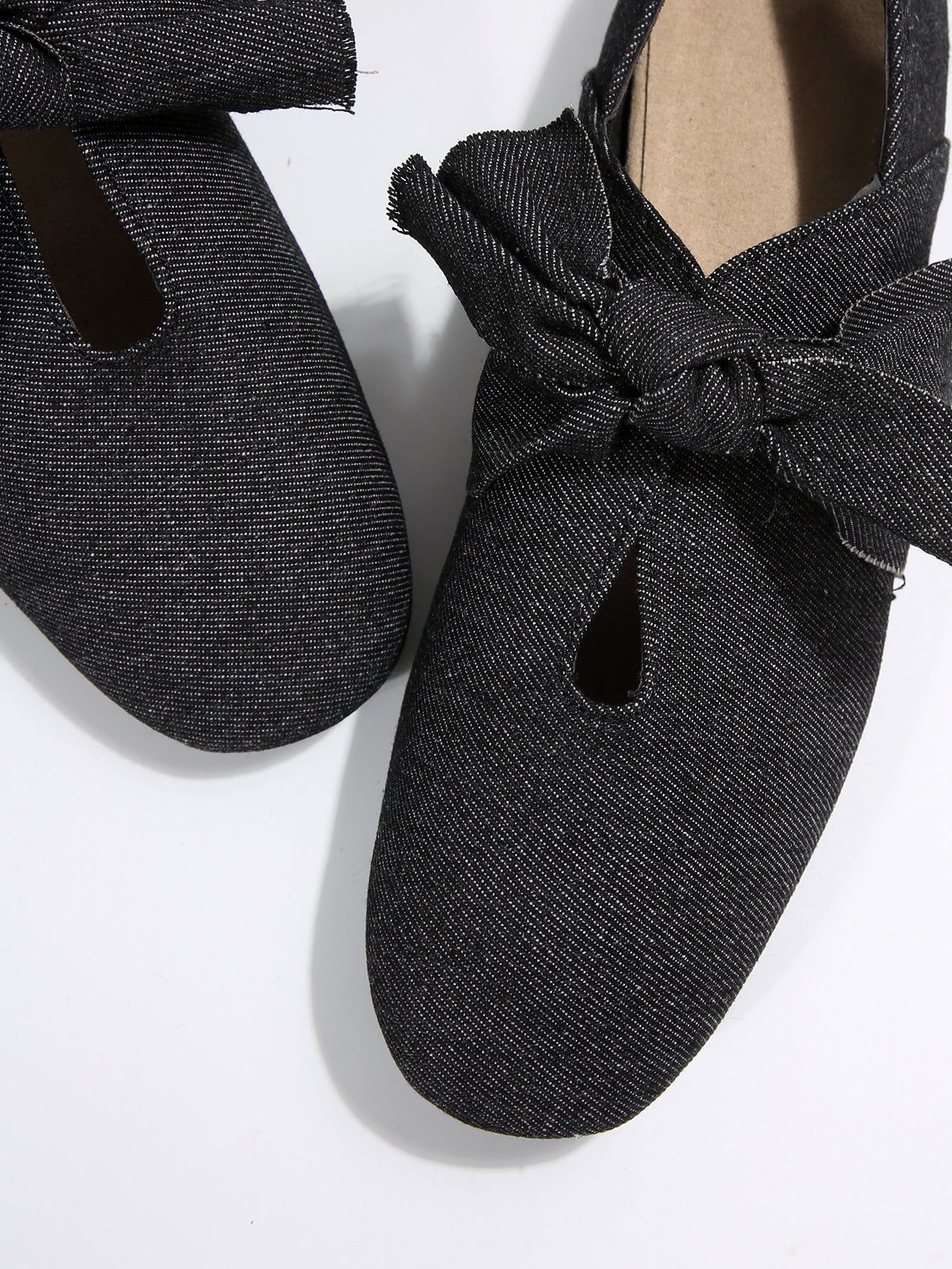 Dames Ballerines en Denim avec Détail de Nœud Chic und Stil