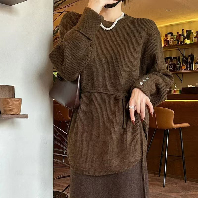 Pull en maille décontracté pour femmes avec lien à la taille et coupe décontractée Chic und Stil